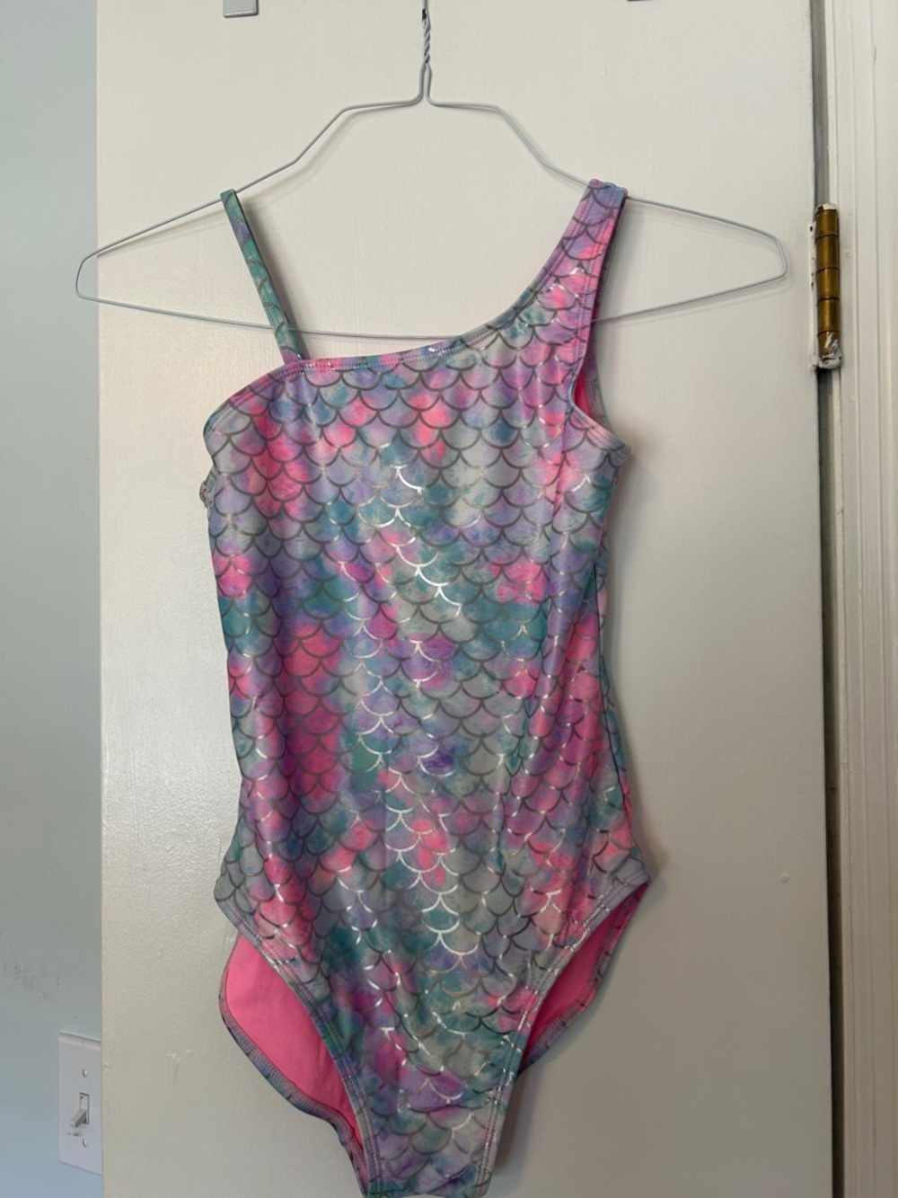 SO Girls One-Piece Swimsuit in Pink, Purple & Teal Mermaid Print